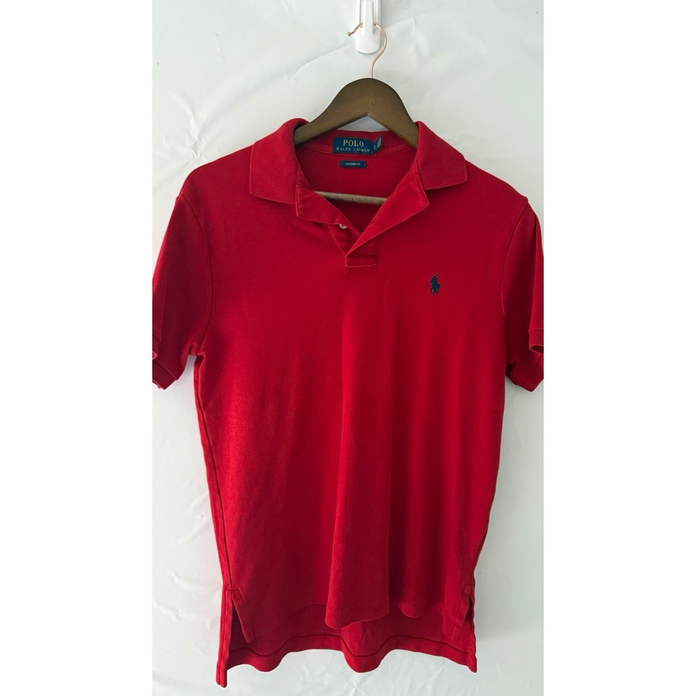 Polo Ralph Lauren Men's Red Polo Shirt Custom Fit S/P Short Sleeve Logo